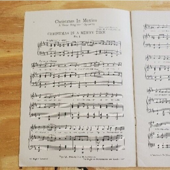Christmas In Mexico Otis Carrington Sheet Music Vntg 1944 Good Neighbor Operetta - Picture 5 of 12